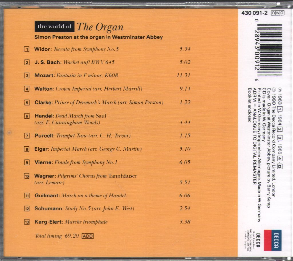 Simon Preston - World Of The Organ - Cd