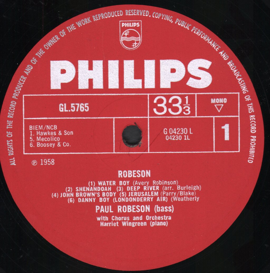 Paul Robeson / Harriet Wingreen - Robeson - Lp