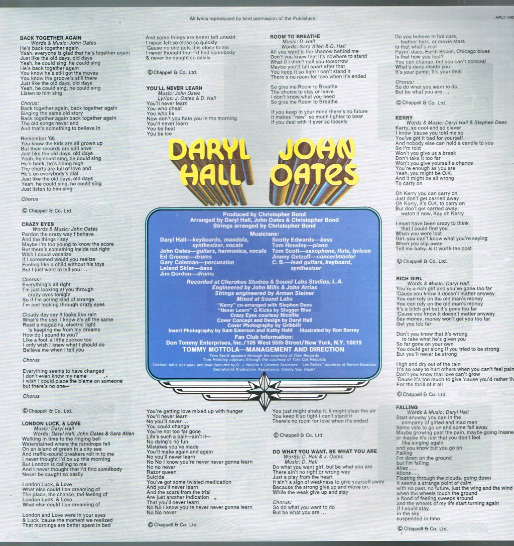 Daryl Hall & John Oates - Bigger Than Both Of Us - Lp