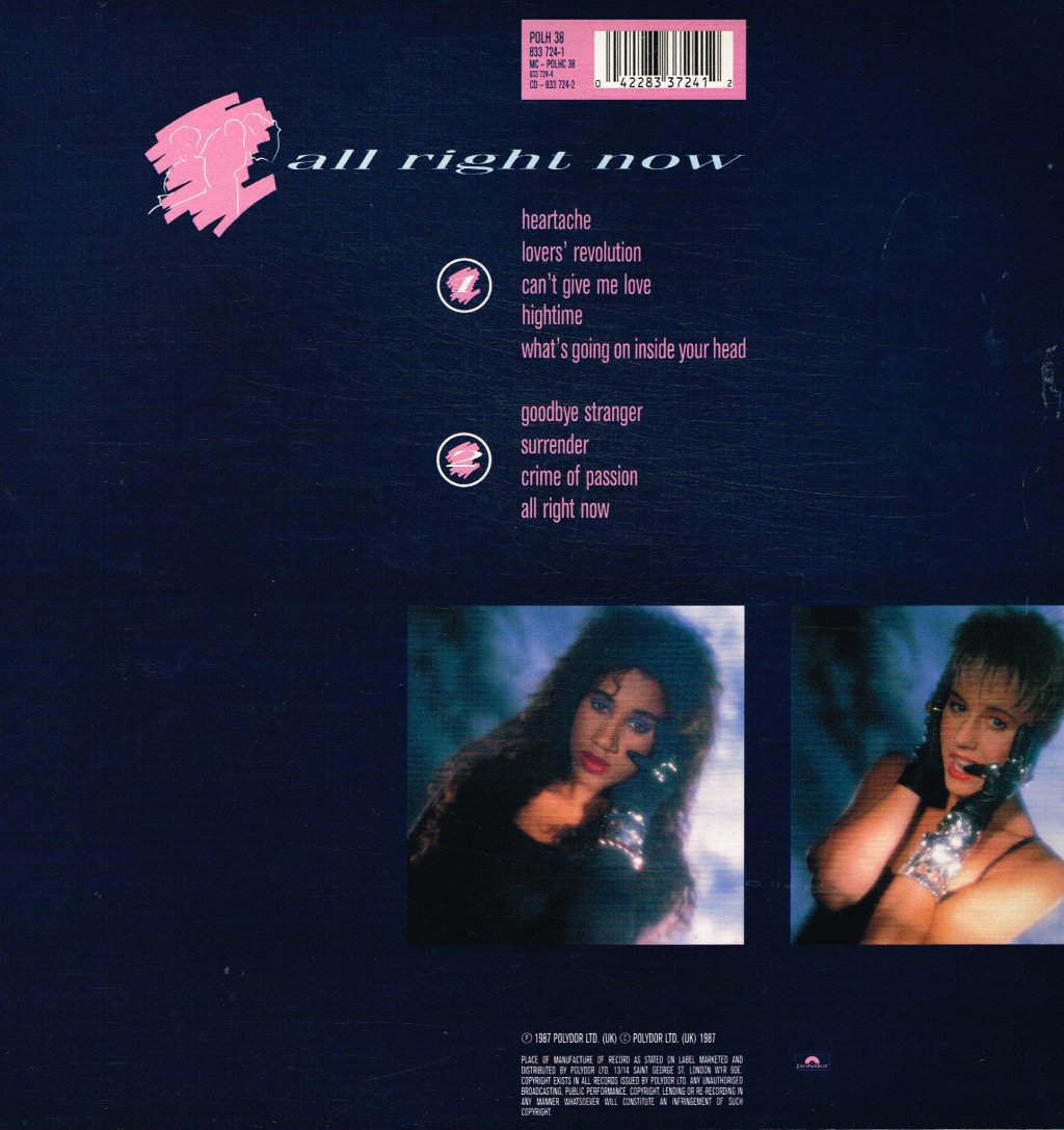 Pepsi And Shirlie - All Right Now - Lp