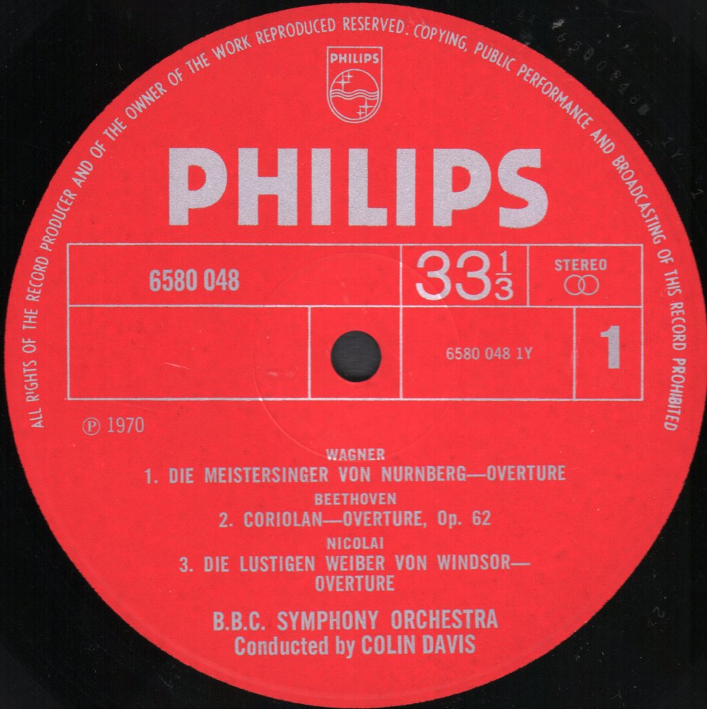 Colin Davis / BBC Symphony Orchestra - German Overtures - Mozart/ Beethoven / Mendelssohn / Weber / Wagner - Lp