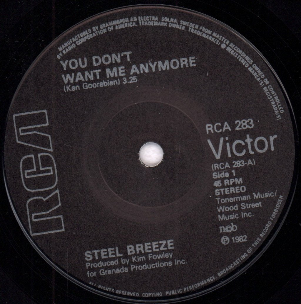 Steel Breeze - You Don't Want Me Anymore - 7 Inch
