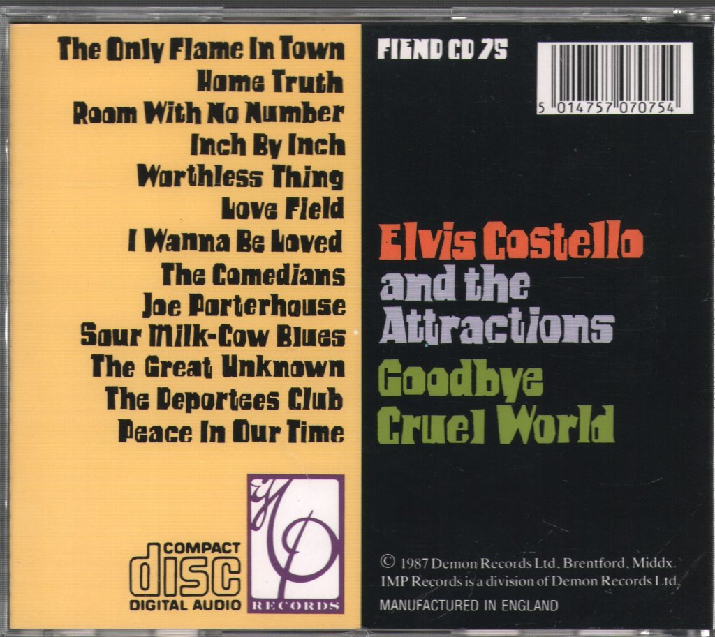Elvis Costello & The Attractions - Goodbye Cruel World - Cd