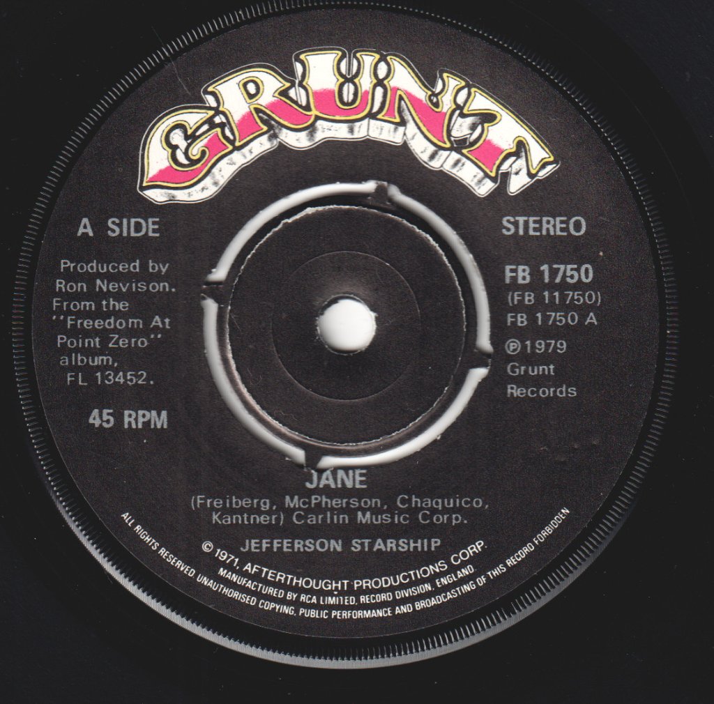 Jefferson Starship - Jane - 7 Inch