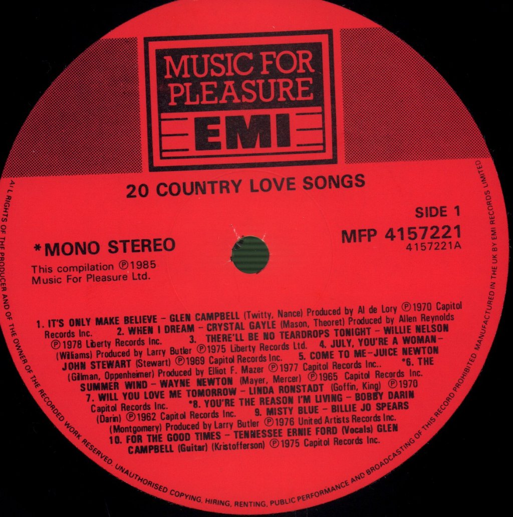 Various Artists - 20 Country Love Songs - Lp