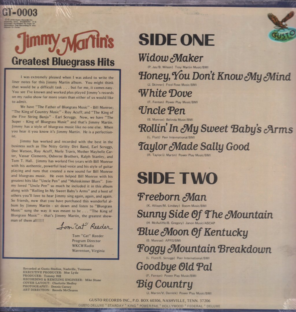 Jimmy Martin (Country) - Greatest Bluegrass Hits - Lp