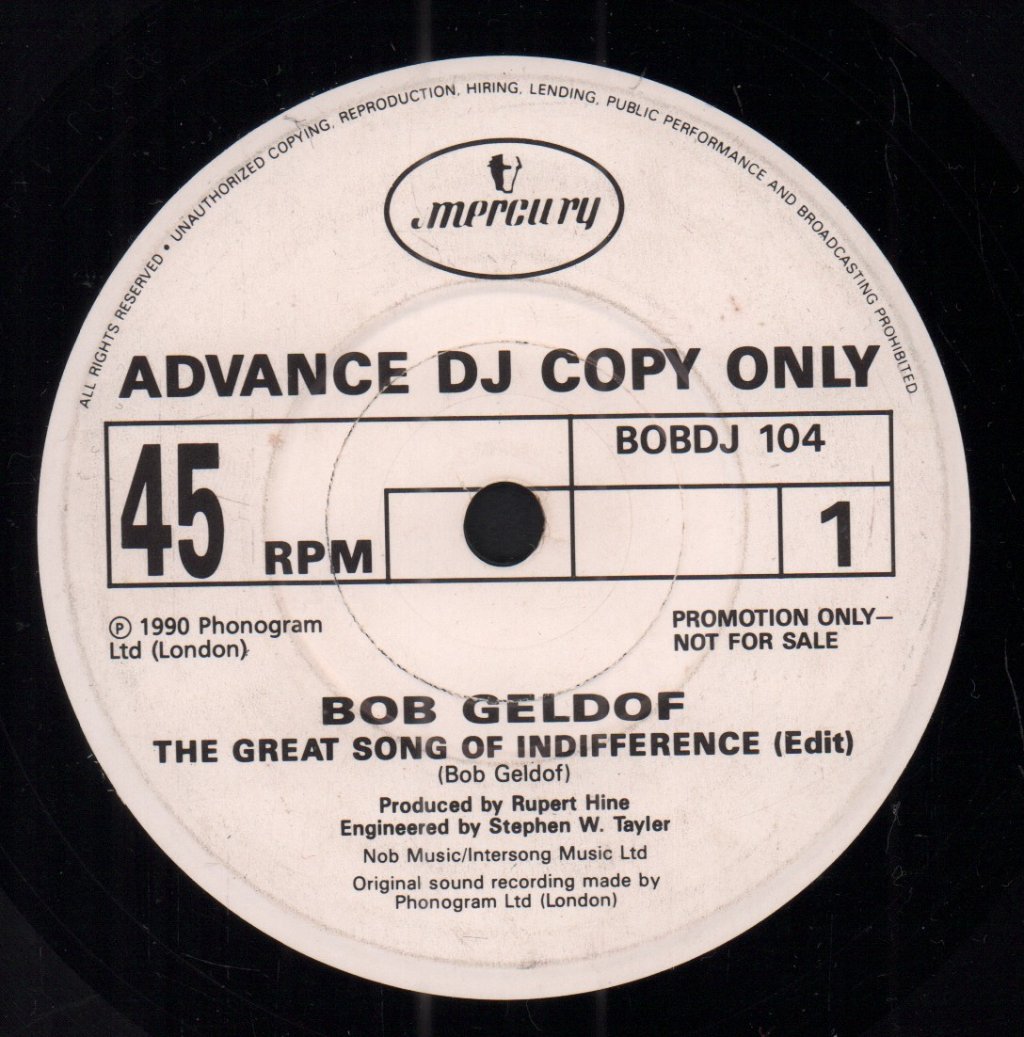 Bob Geldof - Great Song Of Indifference - 7 Inch