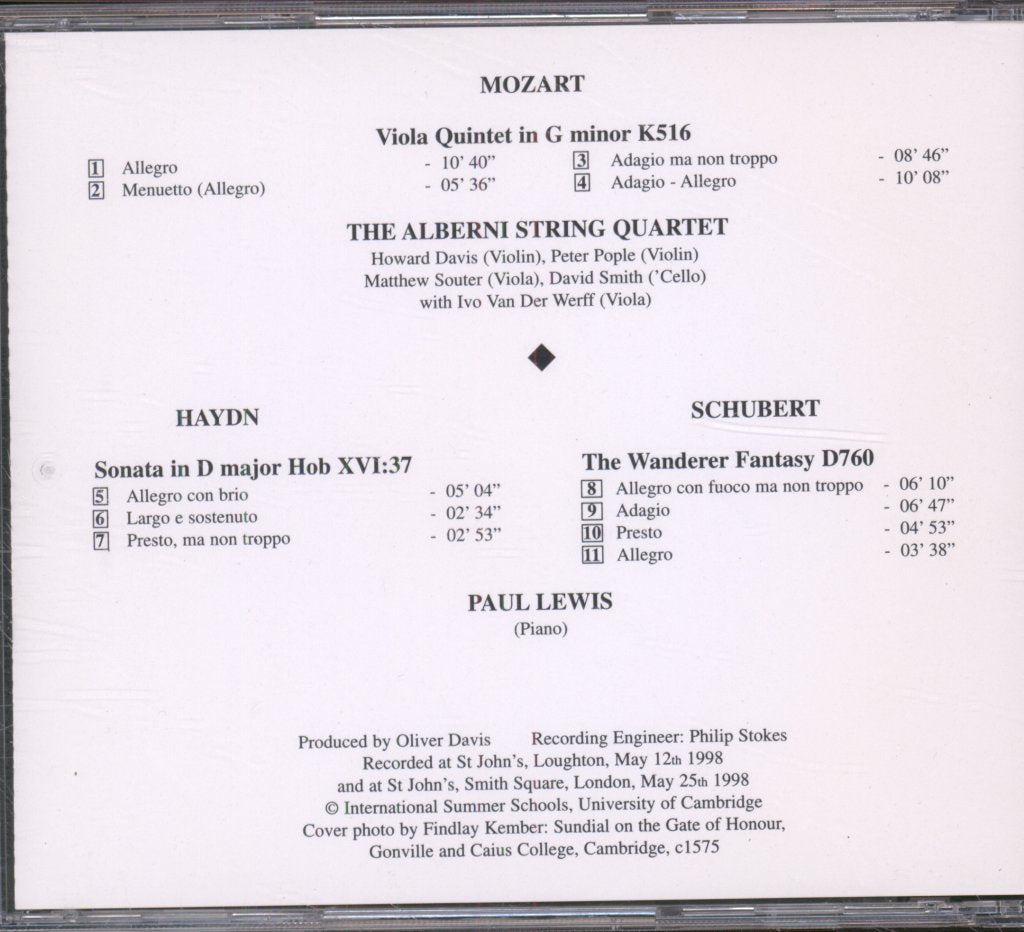 Alberni String Quartet, Paul Lewis - University Of Cambridge International Summer Schools 7th Anniversary Concert - Cd