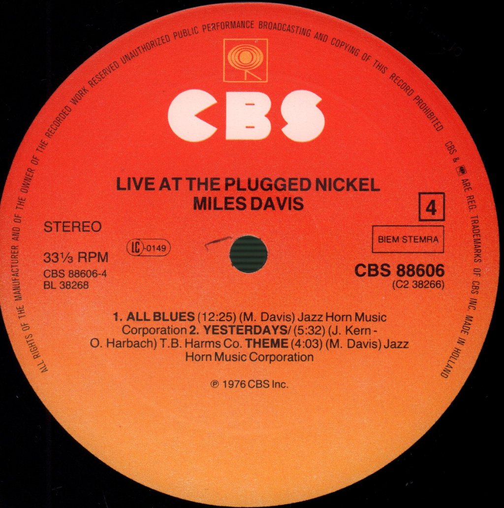 Miles Davis - Live At The Plugged Nickel - Double Lp