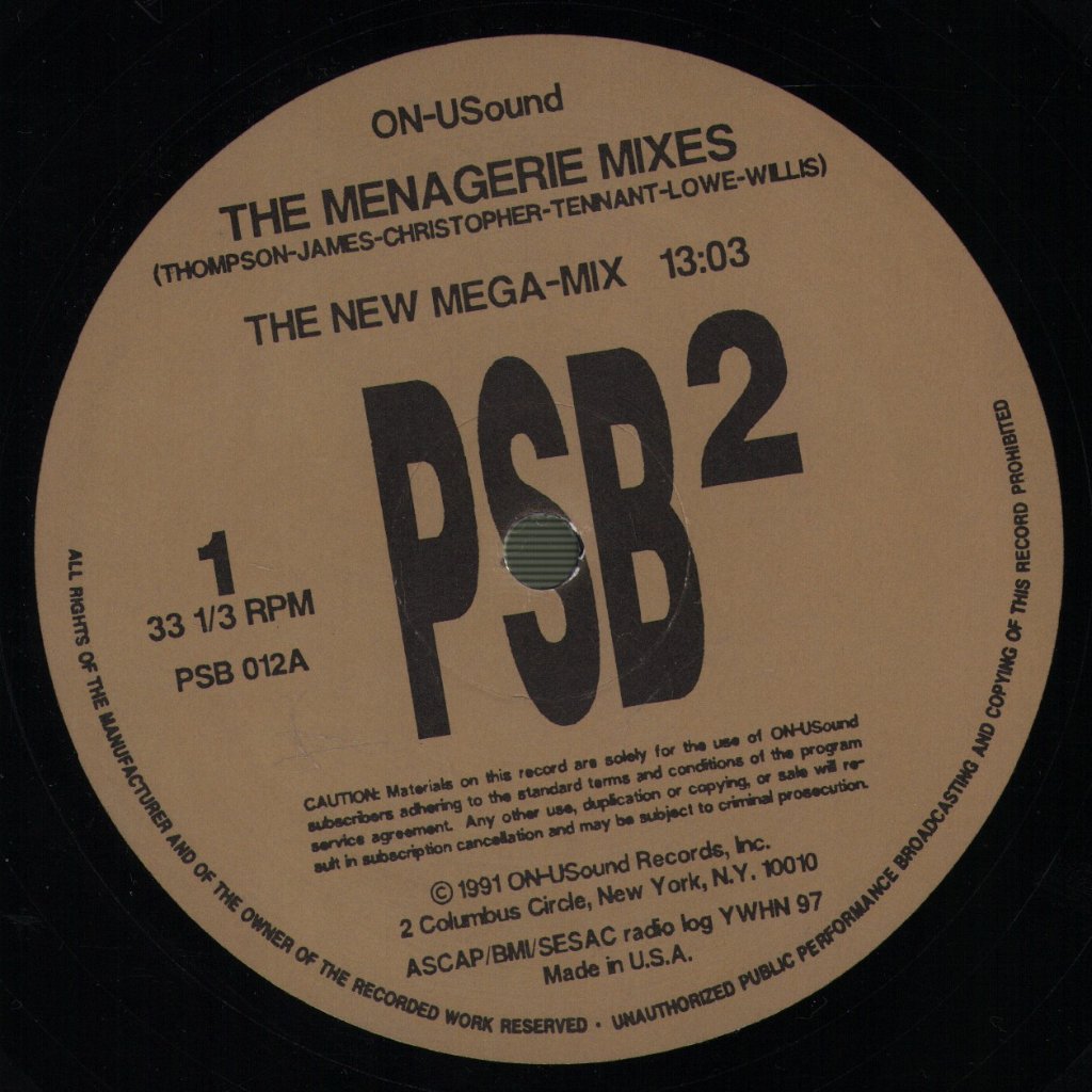 Pet Shop Boys - Menagerie Mixes - 12 Inch