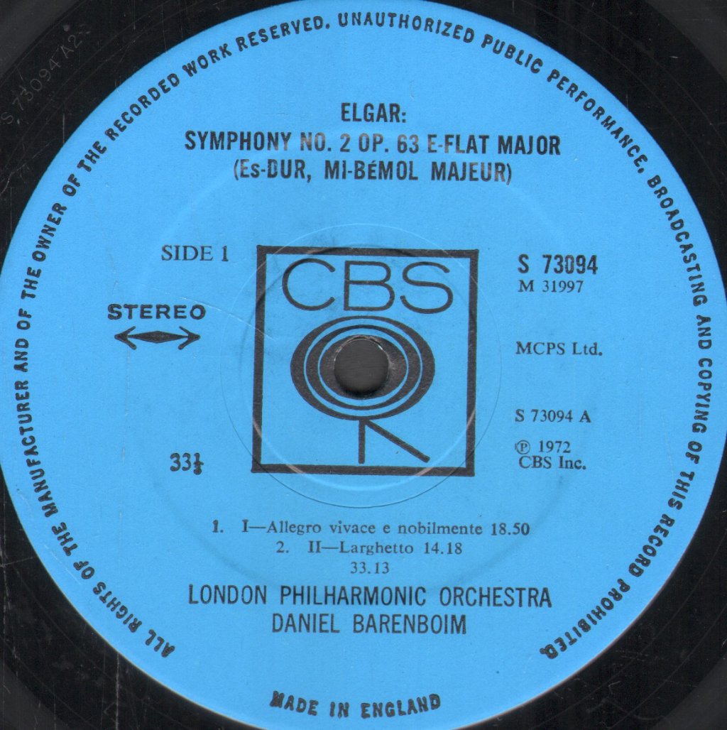 Daniel Barenboim / London Phailharmonic Orchestra - Barenboim Conducts Elgar - Symphony No. 2 - Lp