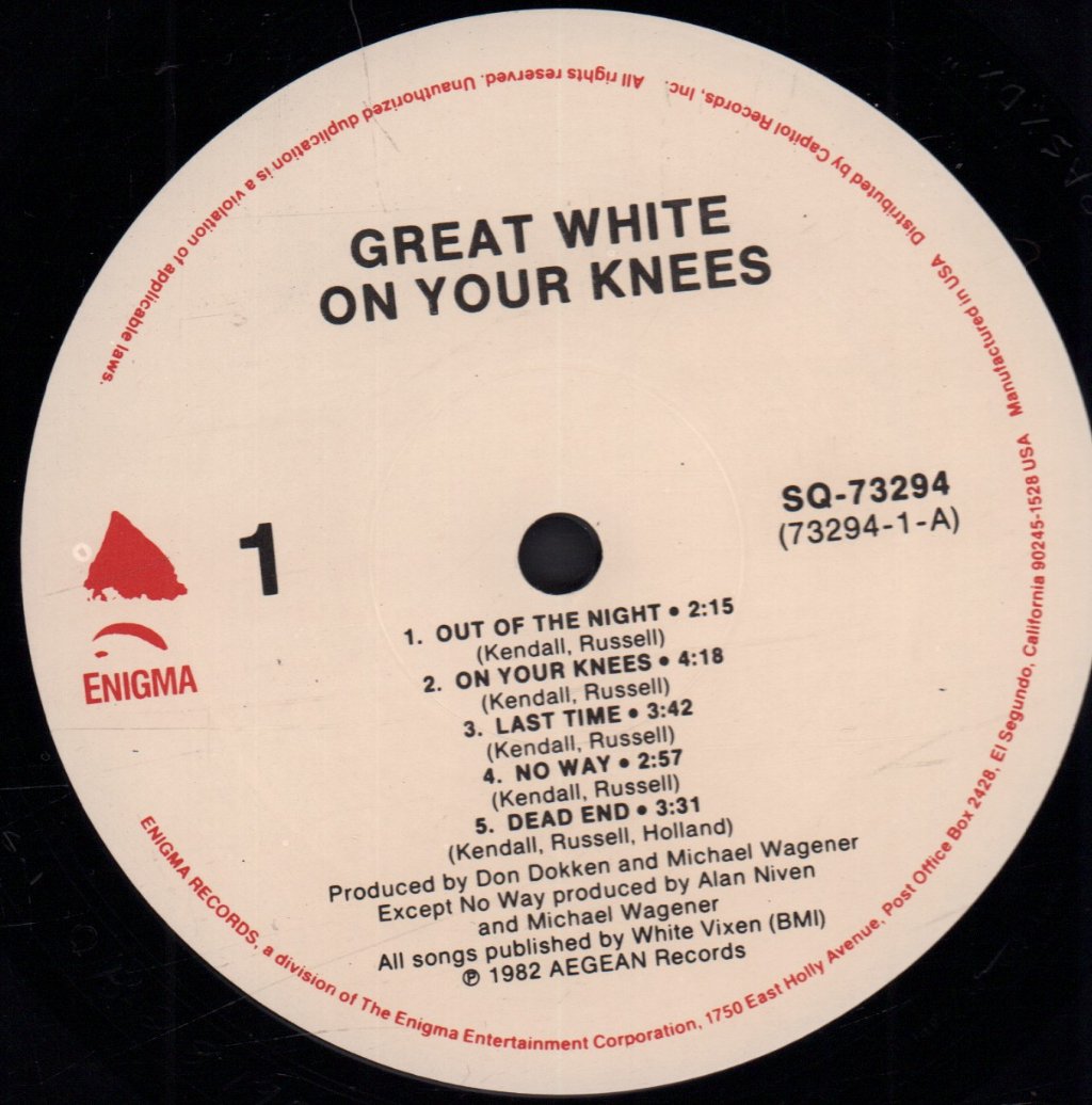Great White - On Your Knees the first lp - Lp