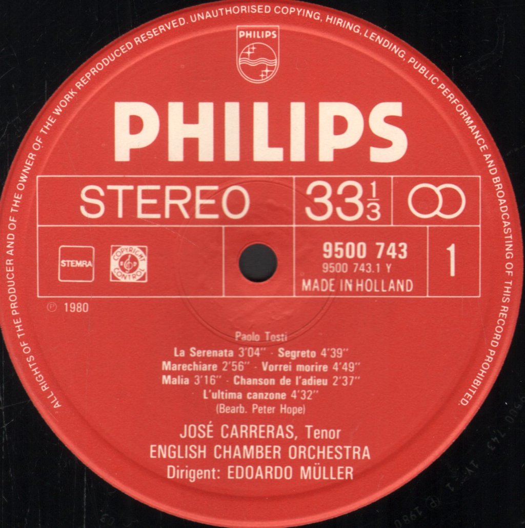 Jose Carreras - Sings Francesco Paolo Tosti - Lp
