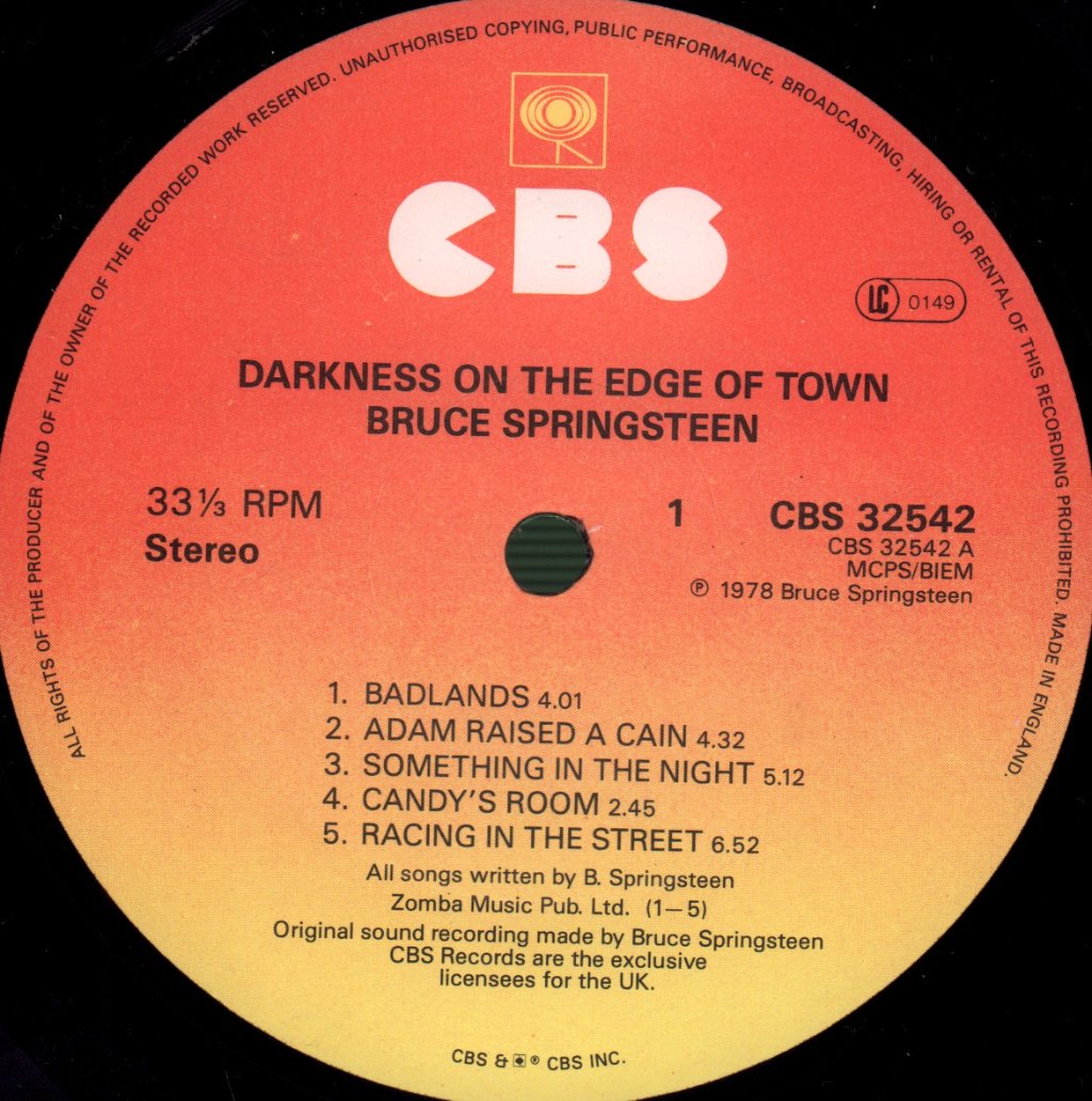 Bruce Springsteen - Darkness On The Edge Of Town - Lp