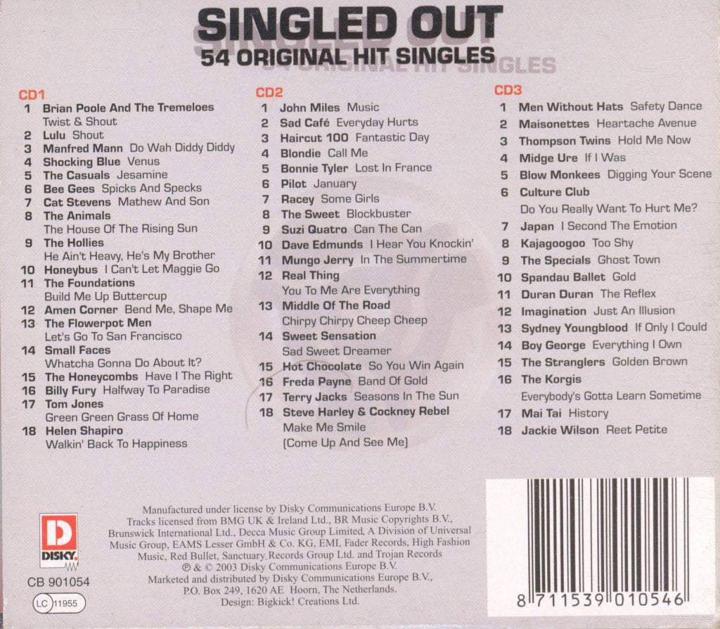 Various Artists - Singled Out - 54 Original Hit Singles - Triple Cd