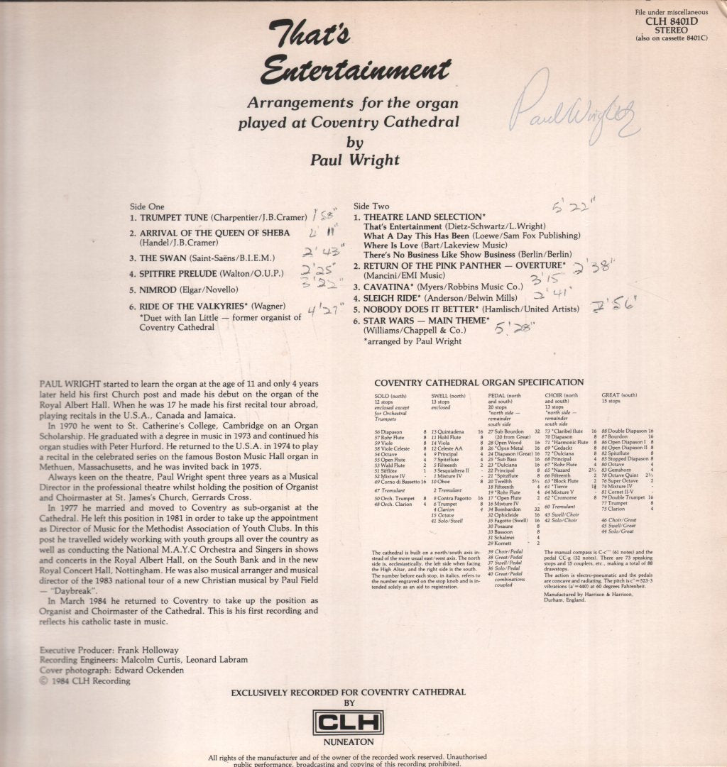 Paul Wright - That's Entertainment - Lp