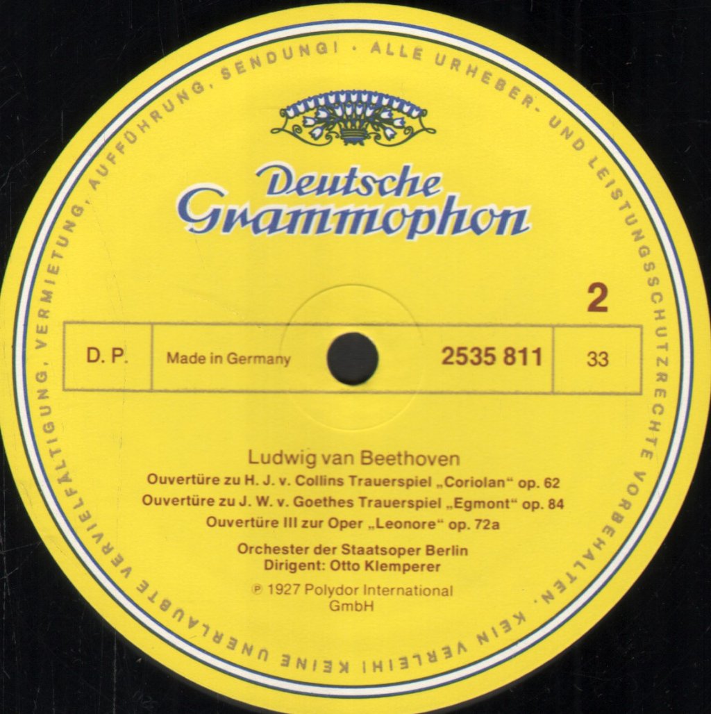 Otto Klemperer / Orchester Der Staatsoper Berlin - Beethoven - Symphonie Nr.1 / Ouvertüren: Coriolan · Egmont · Leonore III - Lp