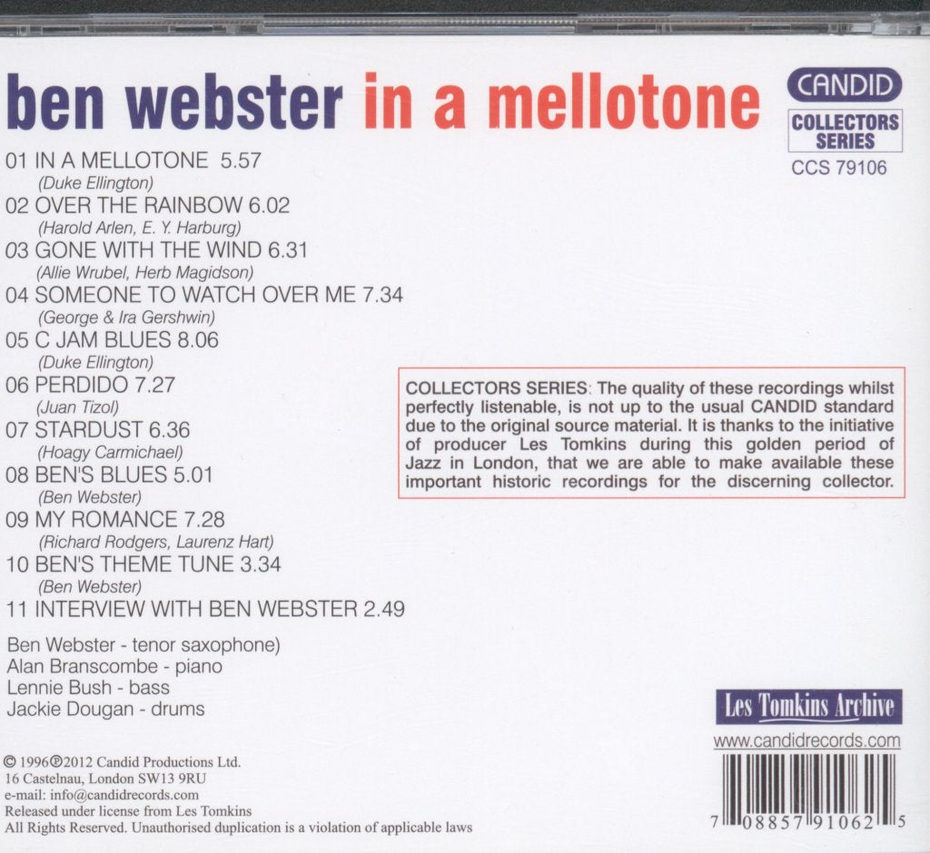 Ben Webster - In A Mellotone - Cd