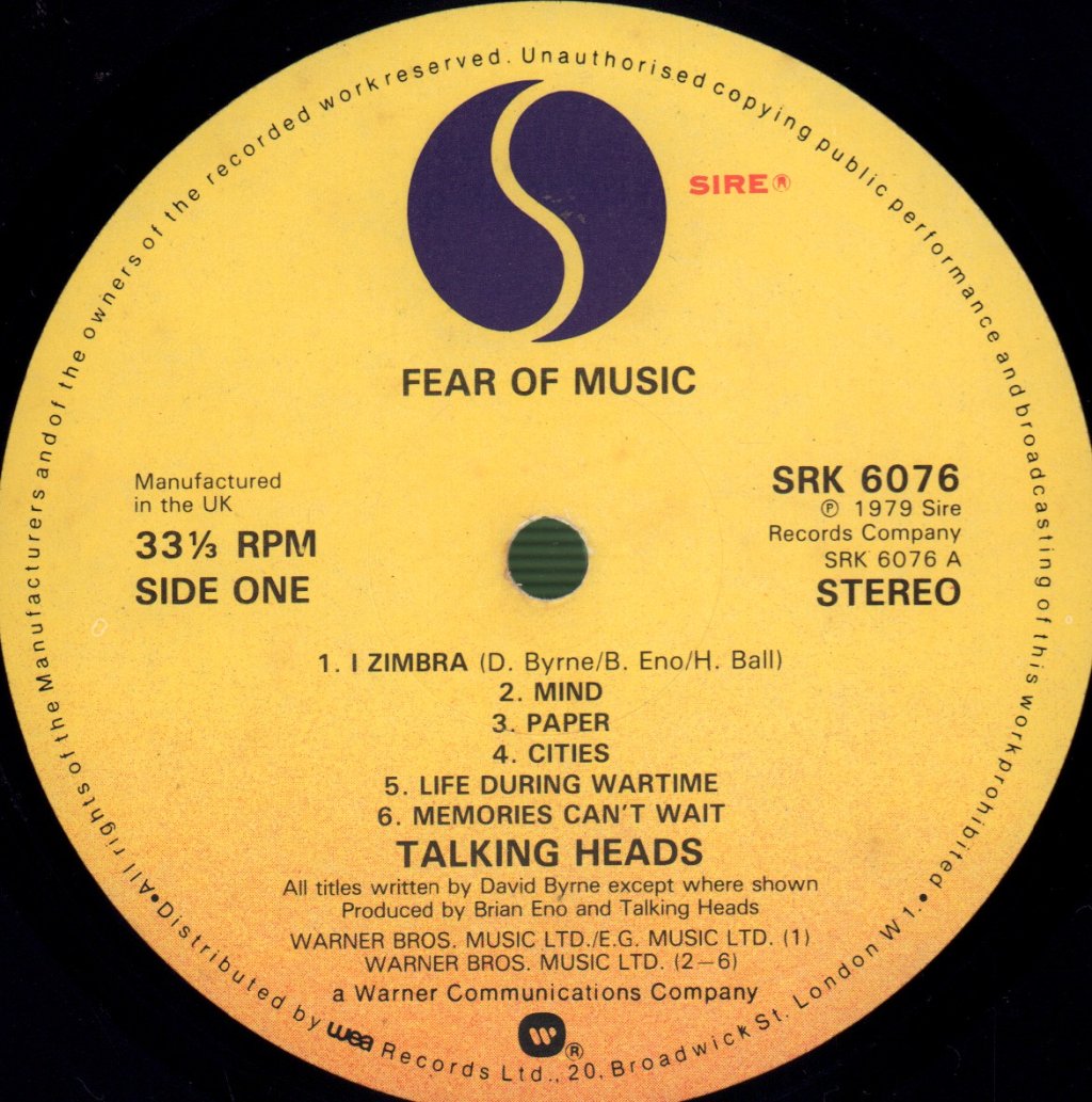 Talking Heads - Fear Of Music - Lp