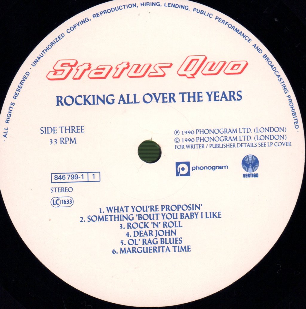 Status Quo - Rocking All Over The Years - Double Lp