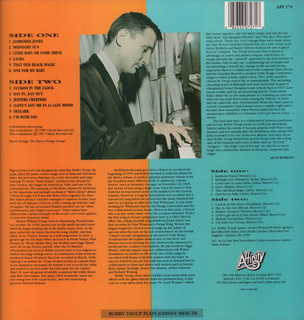 Bobby Troup - Bobby Troup Plays Johnny Mercer - Lp