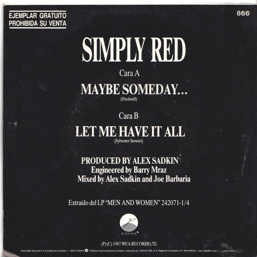 Simply Red - Maybe Someday - 7 Inch