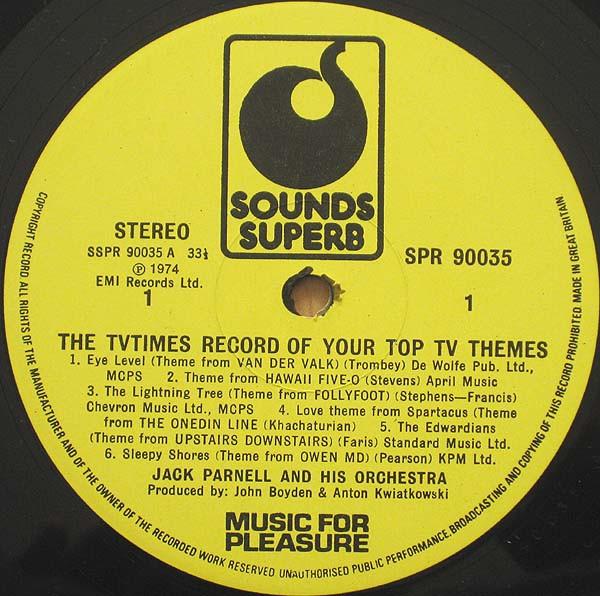 Jack Parnell Orchestra - TVTimes Record Of Your Top TV Themes - Lp