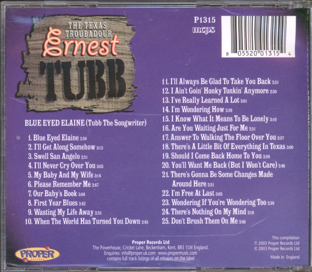 Ernest Tubb - Blue Eyed Elaine - Cd