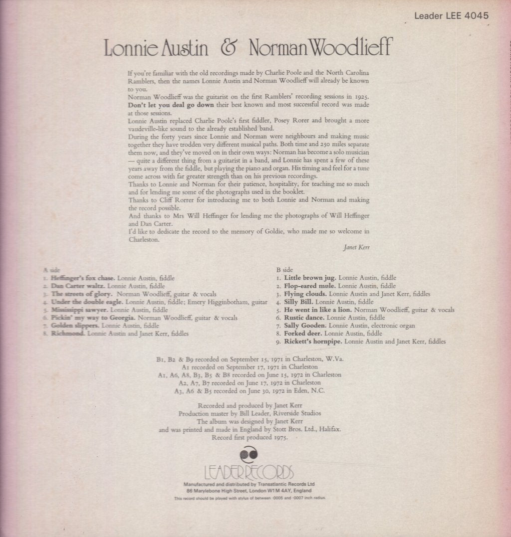 Lonnie Austin And Norman Woodlieff - Lonnie Austin And Norman Woodlieff - Lp