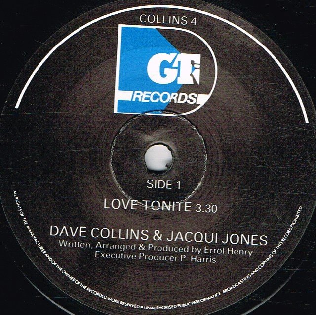 Dave Collins And Jacqui Jones - Love Tonite - 7 Inch