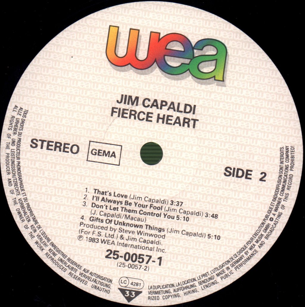 Jim Capaldi - Fierce Heart - Lp