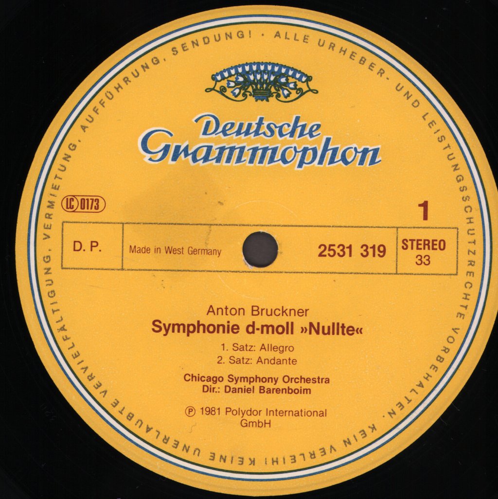 Daniel Barenboim / Chicago Symphony Orchestra - Anton Bruckner - Symphonie Nr. 0 - Lp