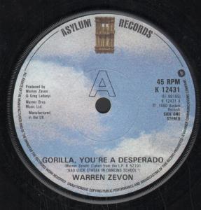 Warren Zevon - Gorilla You're A Desperado - 7 Inch