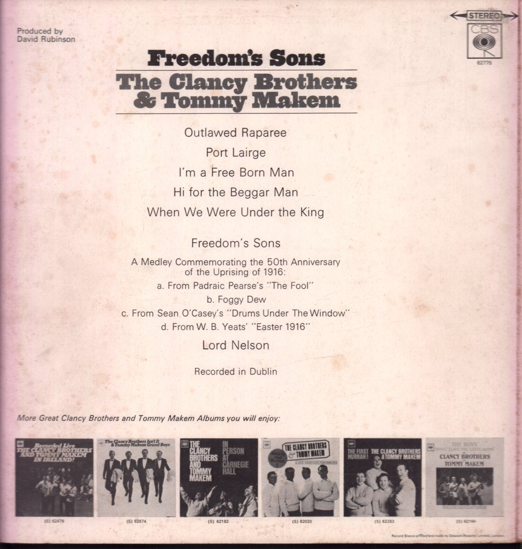 Clancy Brothers And Tommy Makem - Freedom's Sons - Lp