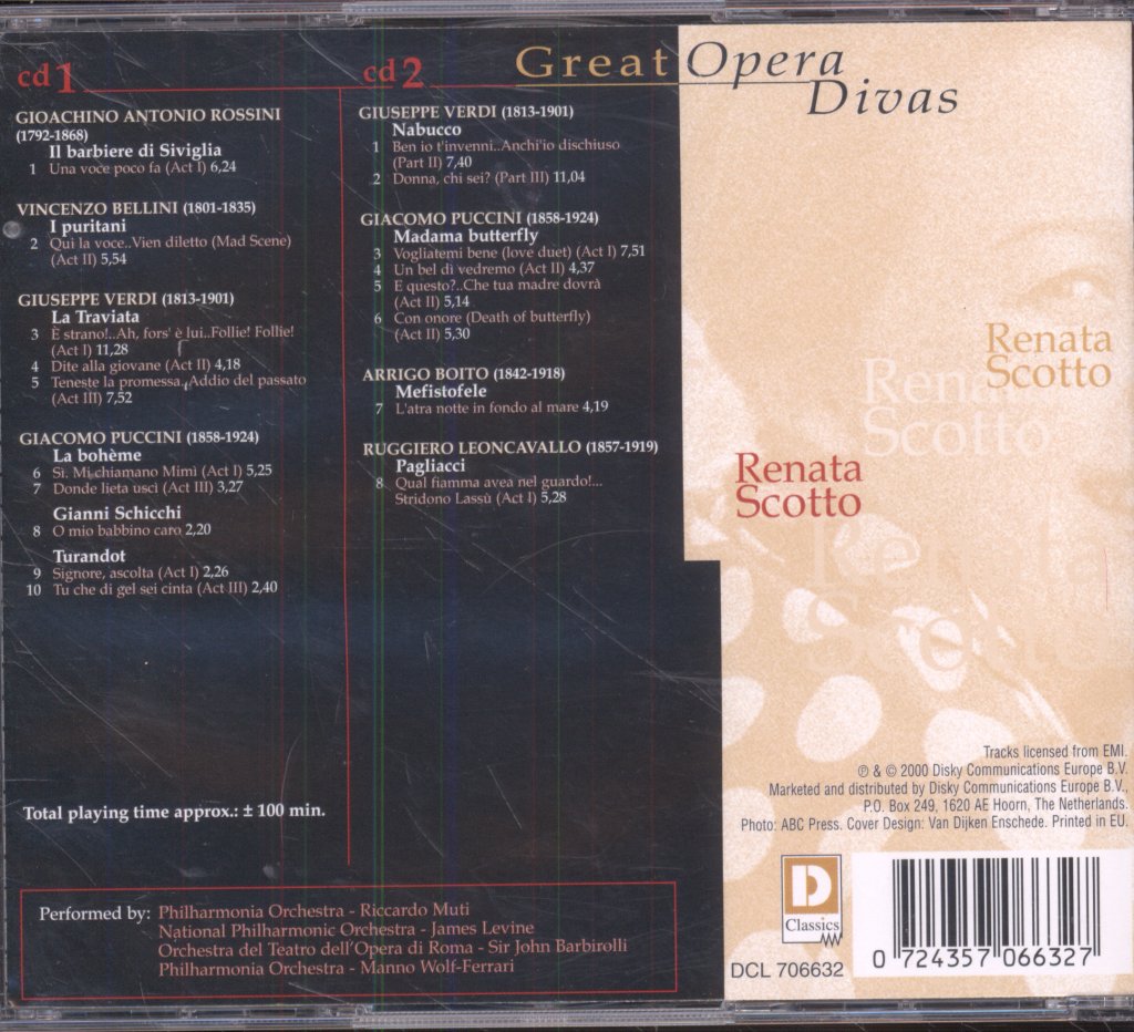 Renata Scotto - Great Opera Divas - Cd