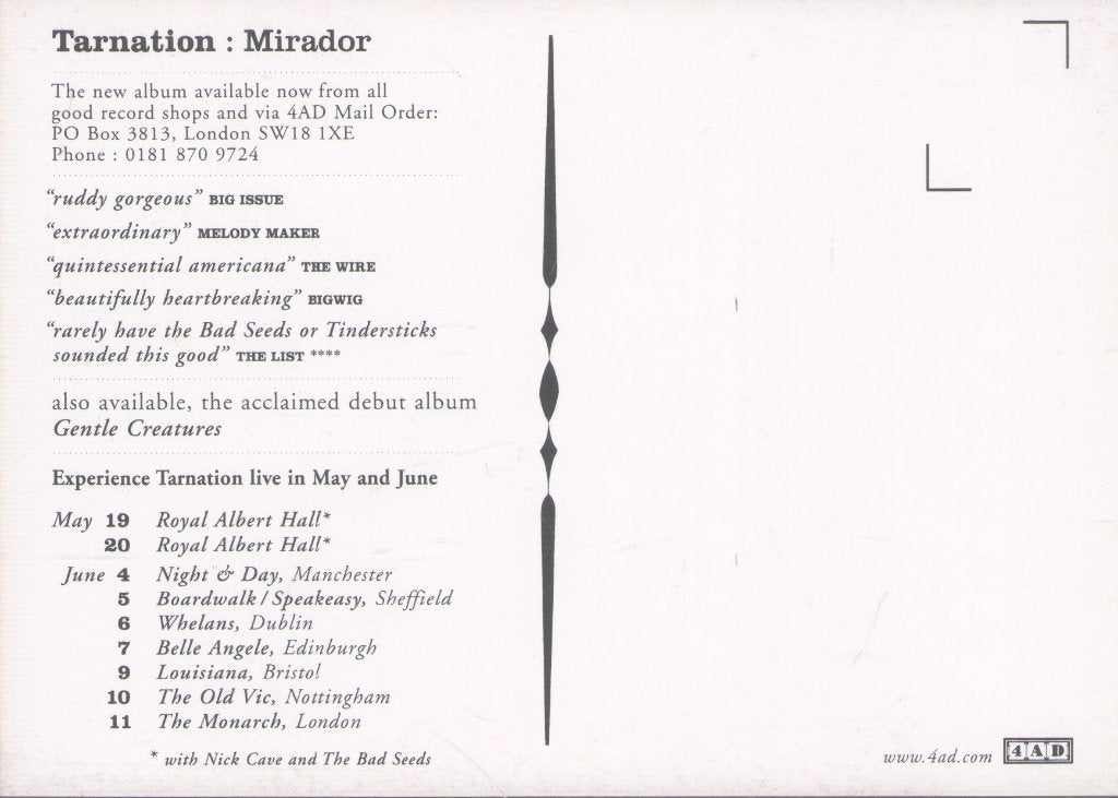 Tarnation - Mirador - Card