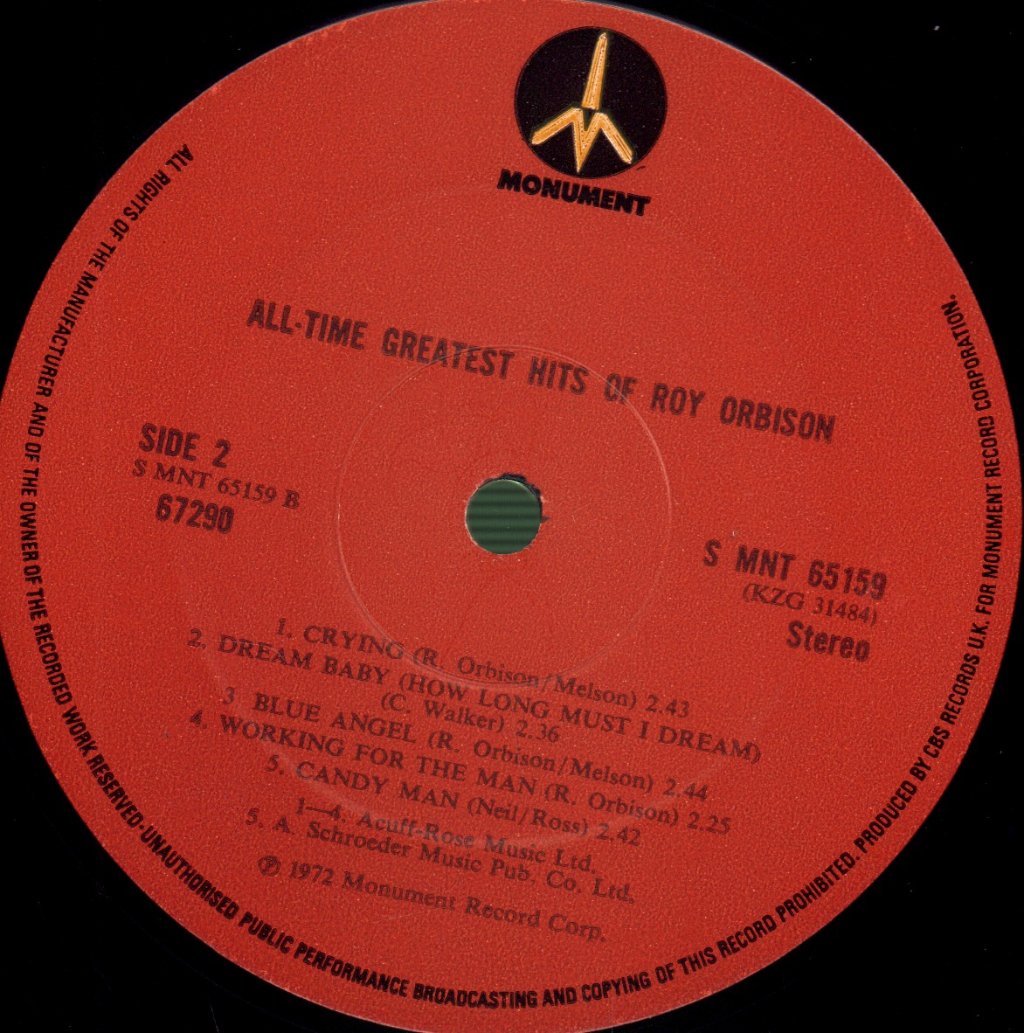Roy Orbison - All Time Greatest Hits - Double Lp