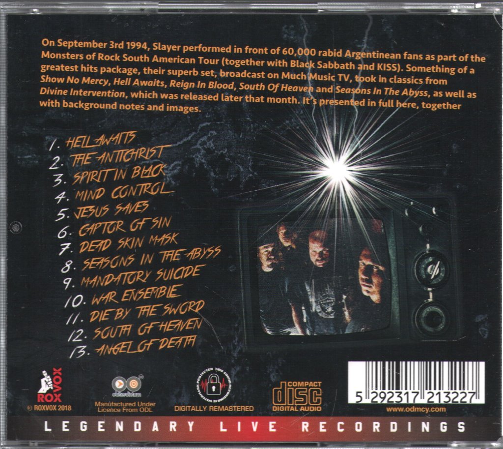 Slayer - Mind Control Live (1994 Monsters of Rock Argentina) - Cd