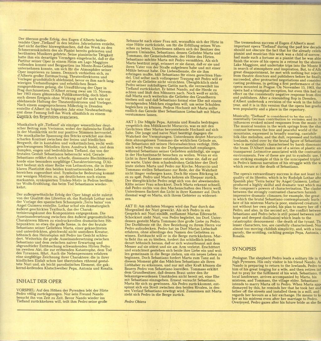 Gre Brouwenstijn / Hans Hopf / Waldemar Kmentt / Wiener Symphoniker / Rudolf Moralt - D'Albert - Tiefland - Double Lp