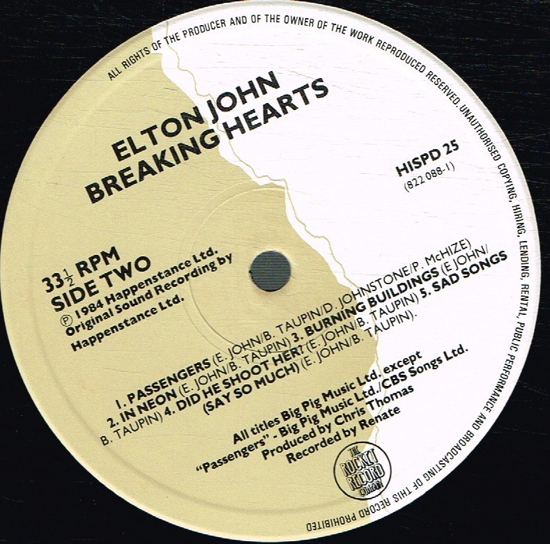 Elton John - Breaking Hearts - Lp