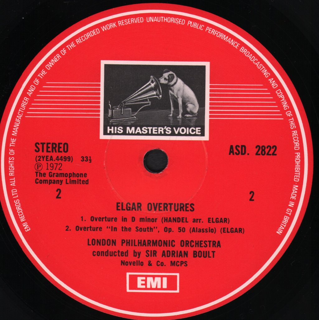 Sir Adrian Boult / London Philharmonic Orchestra - Elgar Overtures - Lp