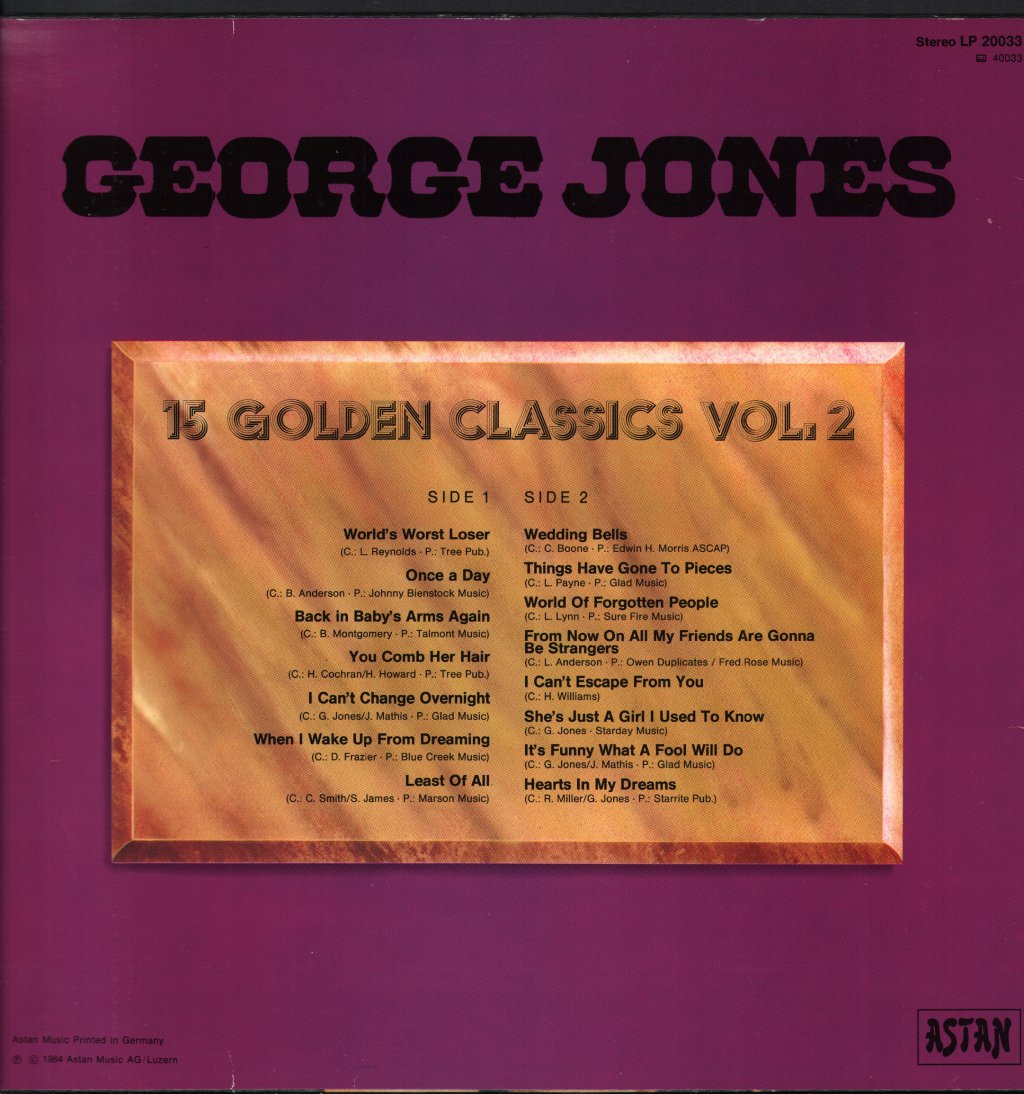 George Jones - 15 Golden Classics Vol 2 - Lp
