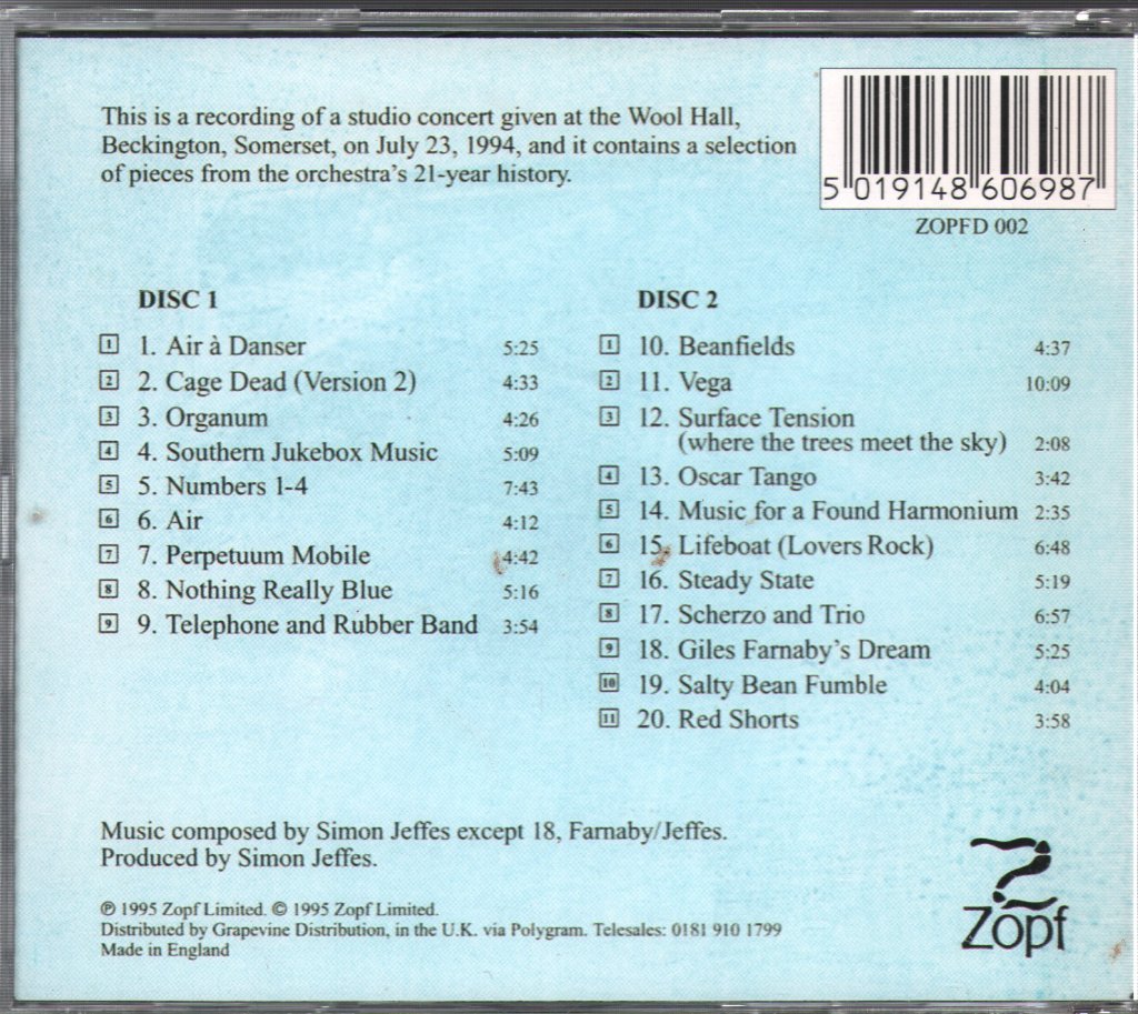 Penguin Cafe Orchestra - Concert Program - Double Cd