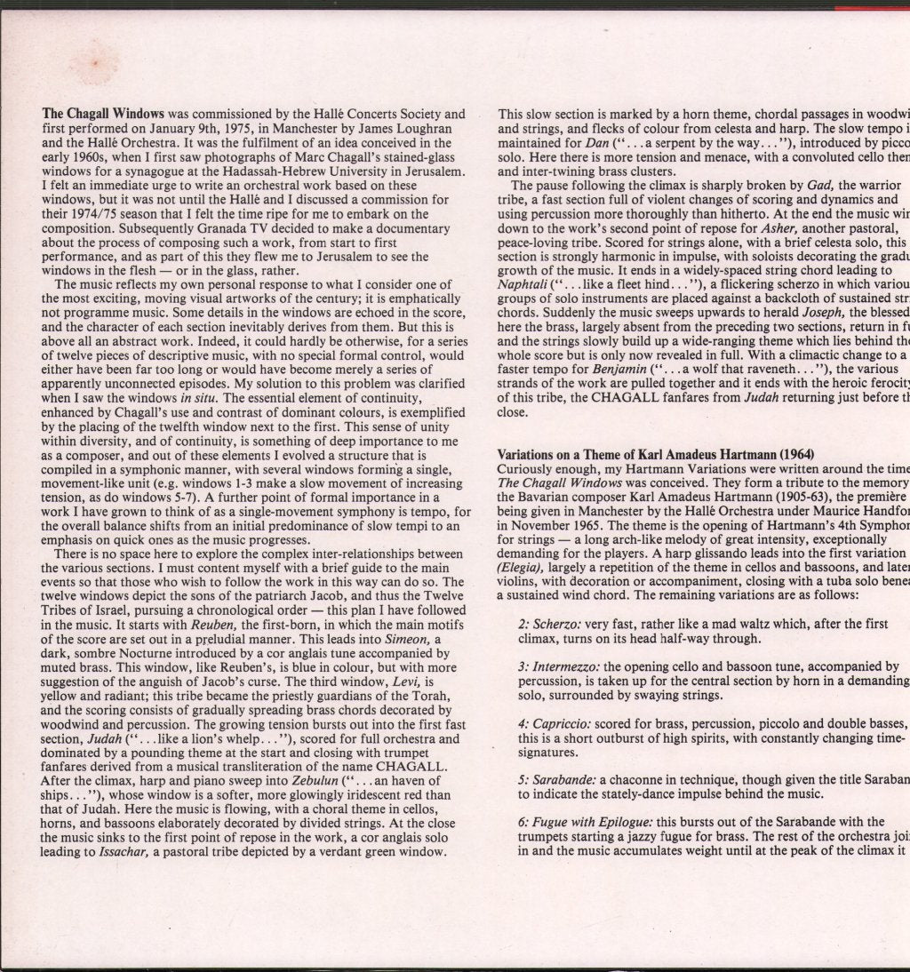 Jill Gomez / City Of Birmingham Symphony Orchestra / Louis Fremaux / James Loughran - John McCabe - Notturni Ed Alba / Chagall Windows - Lp