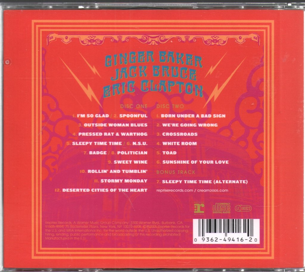 Cream - Royal Albert Hall - London - May 2-3-5-6 2005 - Double Cd