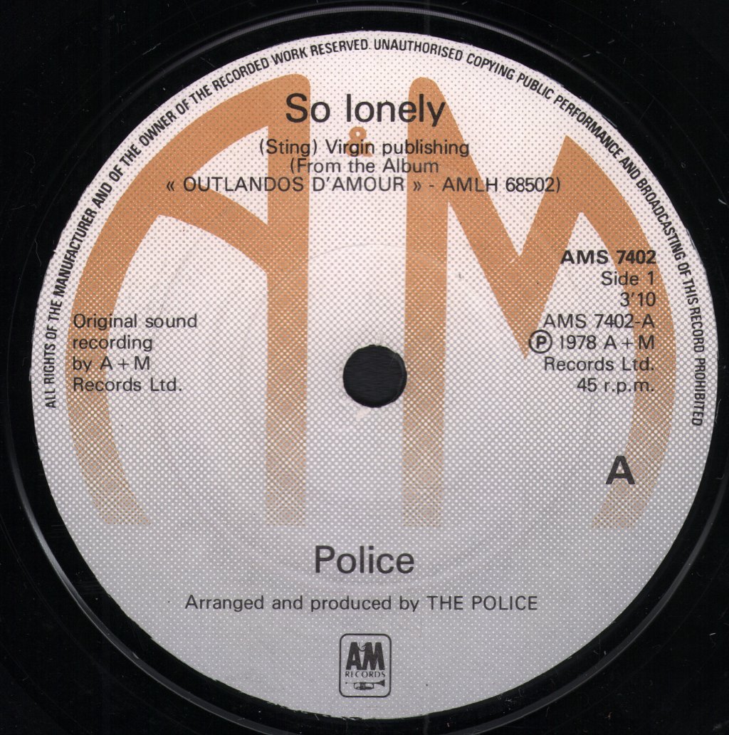 Police - So Lonely - 7 Inch