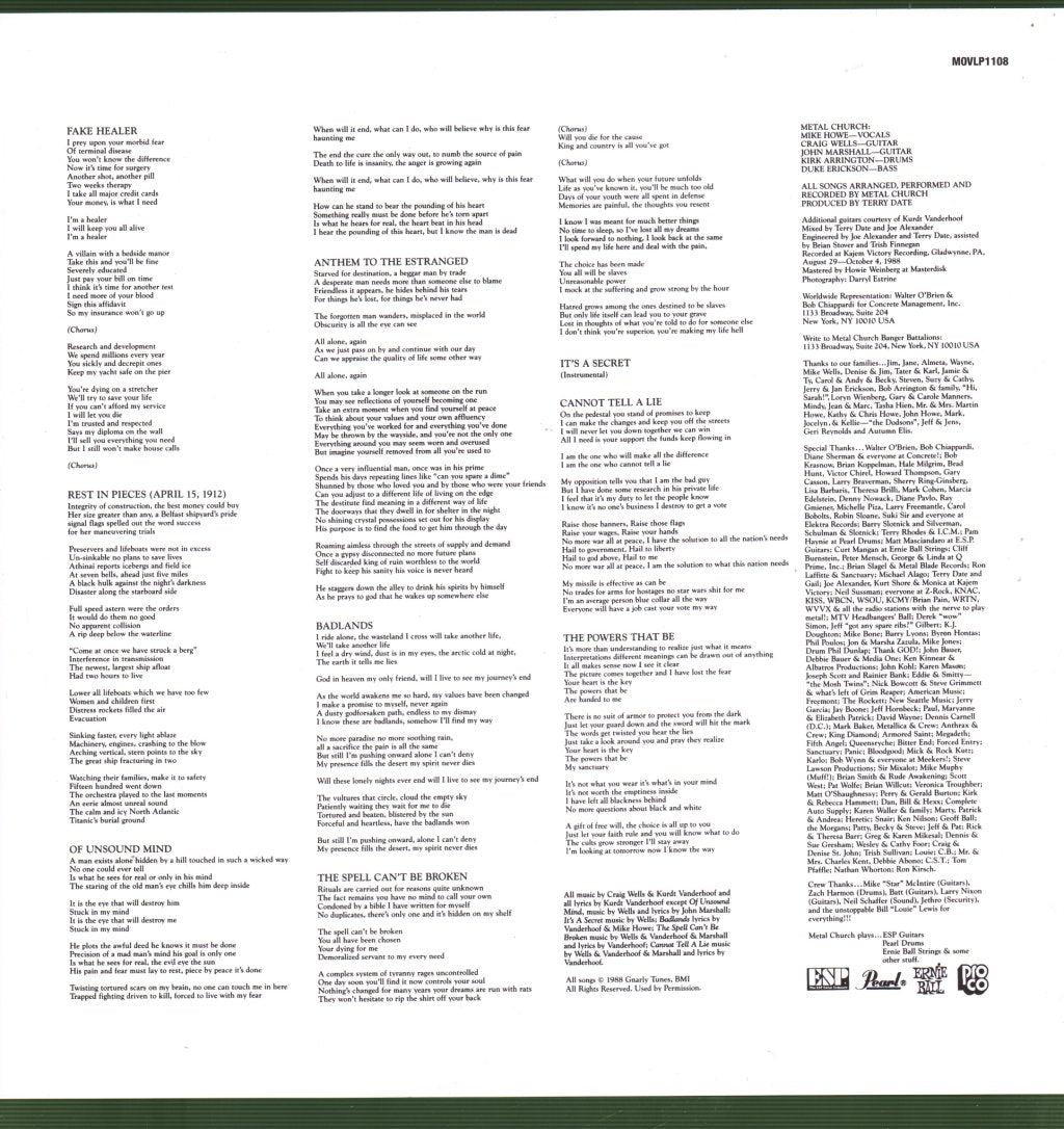 Metal Church - Blessing In Disguise - Lp