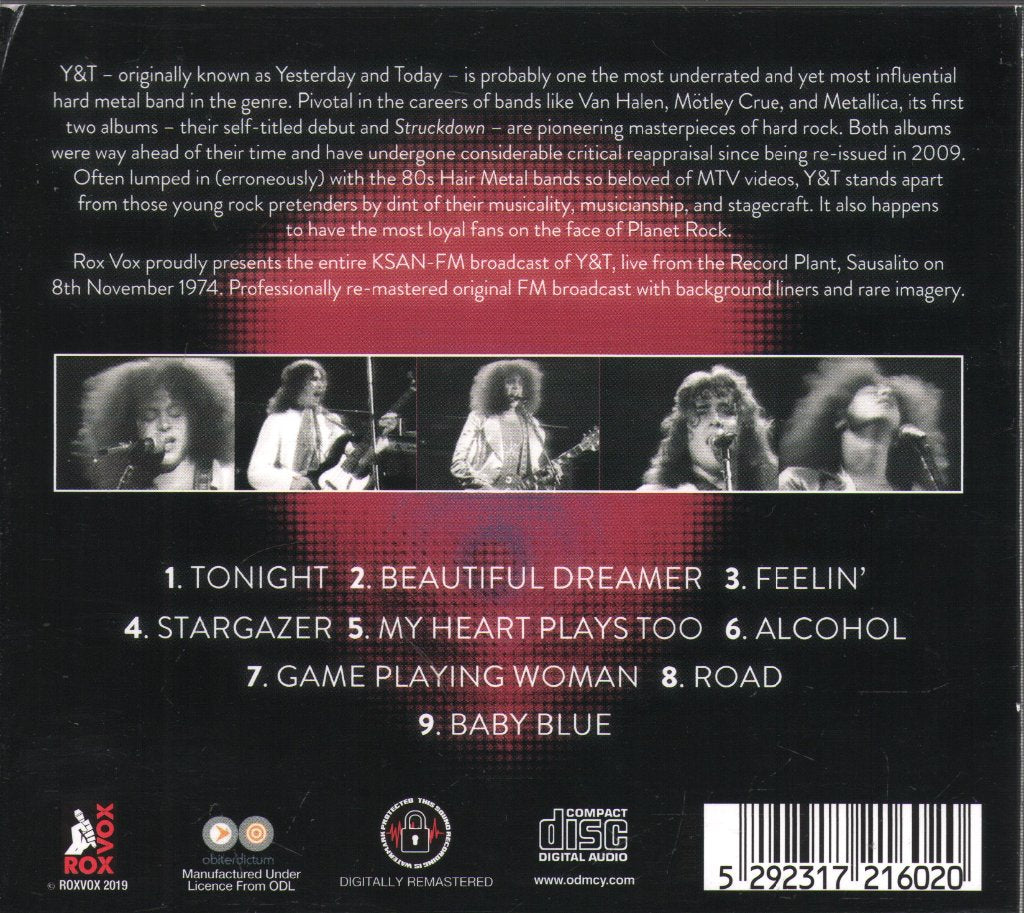 Y & T - Live: Record Plant, 1974 - Cd