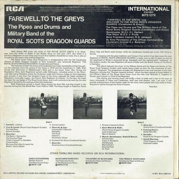 Royal Scots Dragoon Guards - Farewell To The Greys - Lp