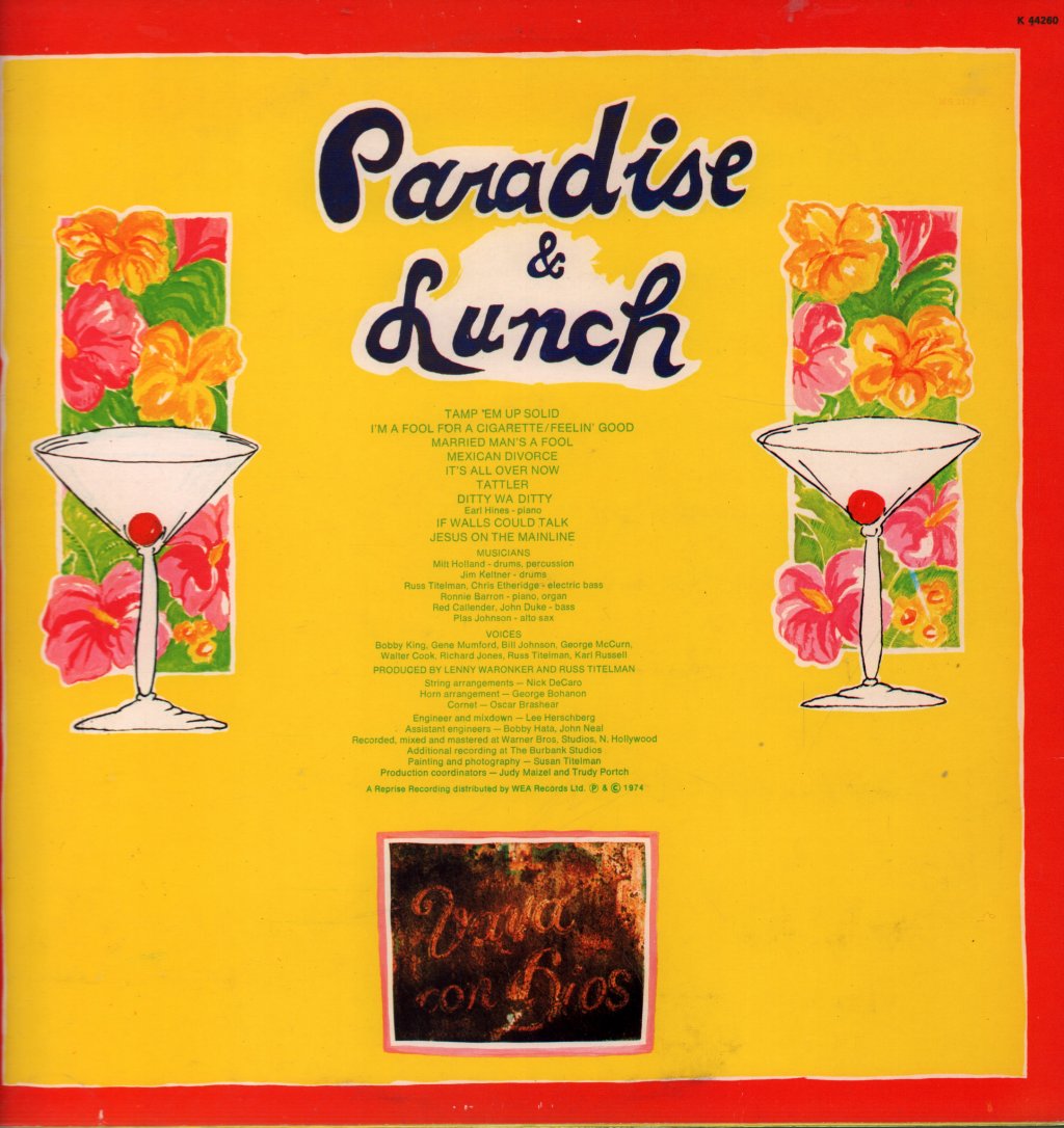 Ry Cooder - Paradise And Lunch - Lp